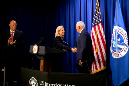 Kirstjen Nielsen and Mike Pence 2018-07-06