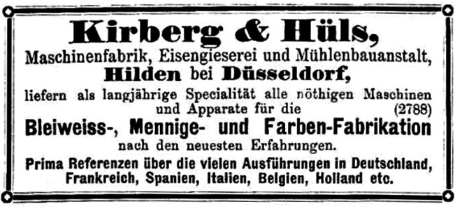 Kirberg & Hüls Anzeige 1886