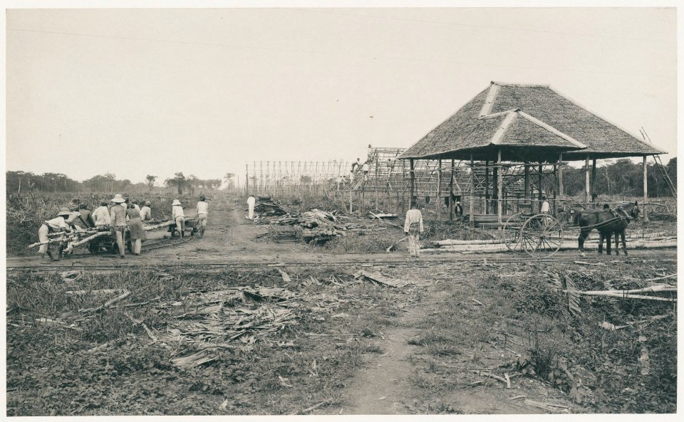 KITLV - 12593 - Kleingrothe, C.J. - Medan - Plantation road with assistant's house and barns under construction on tobacco company Tanjung Morawa (Tandjoeng-Morawa) near Batangkuwis in Deli - 1903
