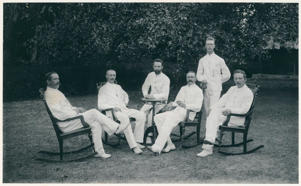 KITLV - 12653 - Kleingrothe, C.J. - Medan - Staff of the plantation in Deli Terdjoen - 1903