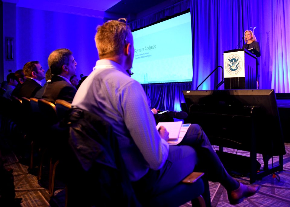 Kirstjen Nielsen speaks at Cyber Security Innovation Showcase 190319-H-XD768-005 (46513179875)