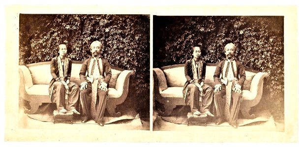 KITLV - 16042 - Junghuhn, Franz Wilhelm (1809-1864) - Adipati Surya Kusuma Adinata, regent of Sumedang, and his wife in the garden of Franz Wilhelm Junghuhn at Lembang near Bandung - circa 1860