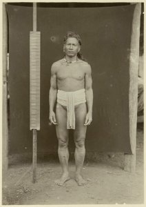 KITLV - 25680 - Demmeni, J. - A priest of Pnihings (Penihings) on the Upper Mahakam, Central Borneo - 1898-1900
