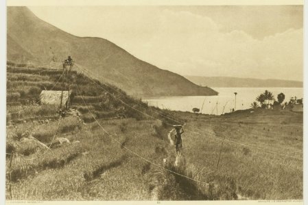 KITLV - 26893 - Kleingrothe, C.J. - Medan - Guard on the paddy fields at Harang Gaul at the Toba Lake - circa 1900