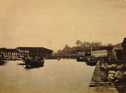 KITLV - 106515 - Harbor yard in Singapore - circa 1870