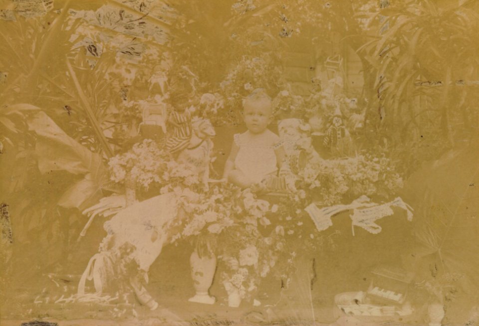 KITLV - 115521 - Child surrounded by his toys in Surinam - circa 1900