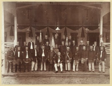 KITLV - 3614 - Lambert & Co., G.R. - Singapore - The Sultan of Sambas with his pangerans, group portrait, Borneo - circa 1895