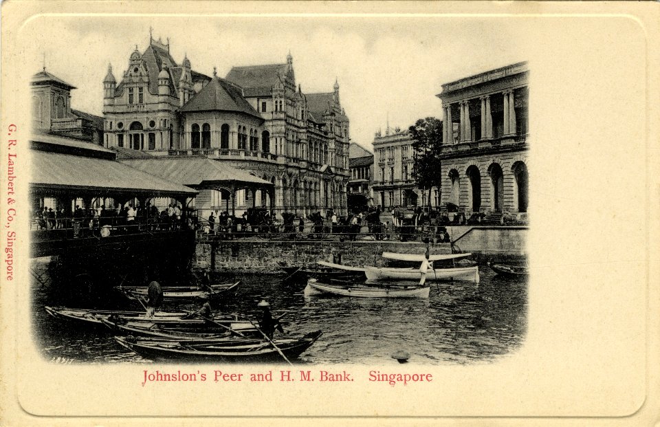 KITLV - 1404900 - Johnston's Pier and H. M. Bank. Singapore - 1895-1906
