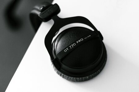 Black and white headset headphones photo