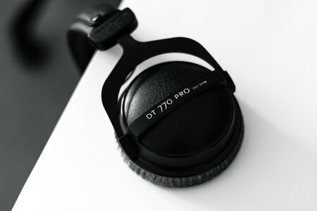 Black and white headset headphones