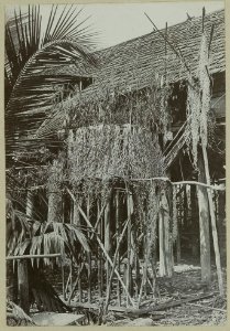KITLV - 25675 - Demmeni, J. - Dangei, small room walled by wood fraying, that Kayans of Tanjong Karang, Upper Mahakam, Central Borneo establish at New Year for the priestesses in order to pursue their worship - 1896-05
