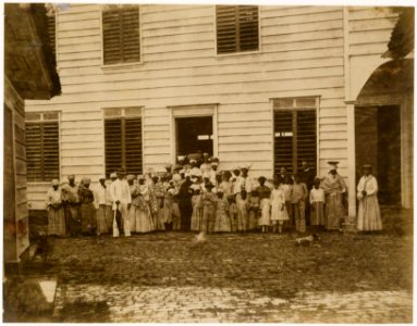 KITLV - 39076 - Muller, Julius Eduard - Paramaribo - Residents of Paramaribo with two European missionaries - circa 1885