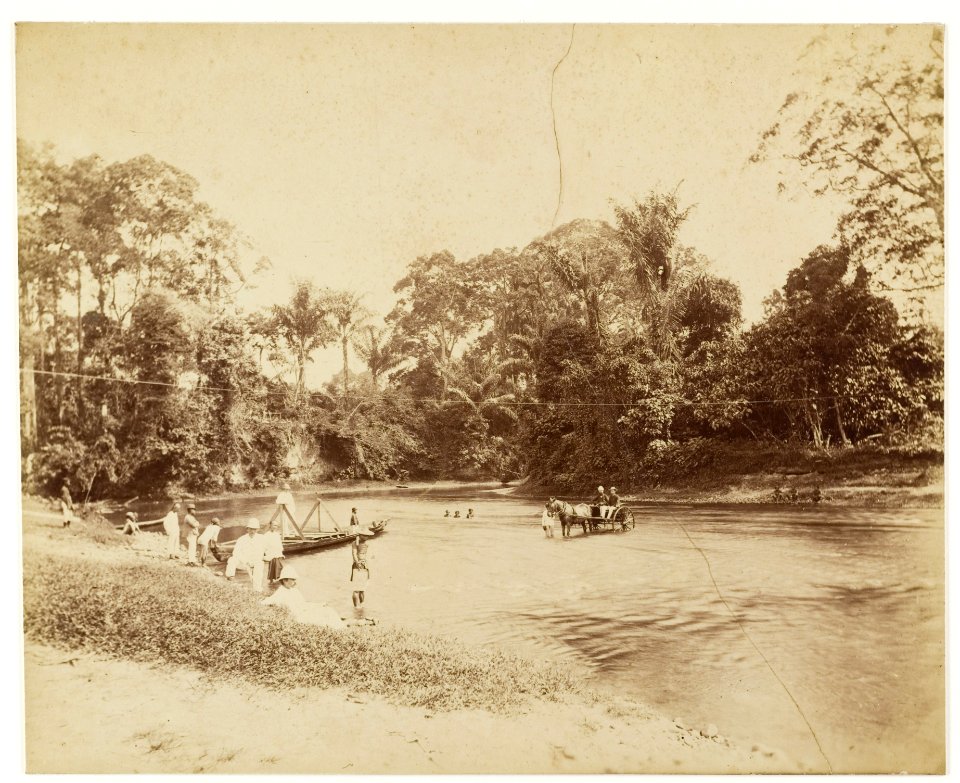 KITLV - 40329 - Stafhell & Kleingrothe - Medan - Crossing and ferry at Belawan in Deli - circa 1890