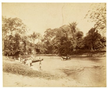 KITLV - 40329 - Stafhell & Kleingrothe - Medan - Crossing and ferry at Belawan in Deli - circa 1890