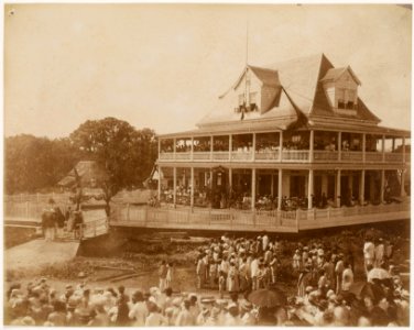 KITLV - 39038 - Muller, Julius Eduard - Paramaribo - The official opening of the Chinese club Kong Ngie Tong Sang (Association for the promotion and spreading of virtue among the Chinese) at the Steenbakkersgracht, Paramaribo - 1885-02