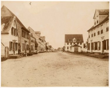 KITLV - 39042 - Muller, Julius Eduard - Paramaribo - Wagenwegstraat at Paramaribo, in the direction of the Malebatrumstraat - circa 1885