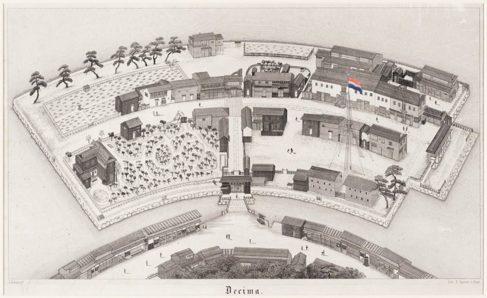 KITLV - 51A3 - Lobatto, J. - Spanier, E. - Dejima, Nagasaki, Japan - Lithography - Circa 1850