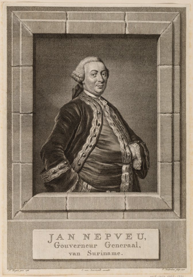 KITLV - 47A38 - Regters, F. - Houbraken, J. - Jan Nepveu, Governor General of Surinam - Copper engraving - 1770