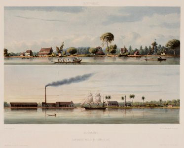 KITLV - 47D26 - Voorduin, Gerard Werner Catharinus (1830-1910) - Heemskerck van Beest, Jhr Jacob Eduard van - Views of plantations on the river Surinam - Colour lithography - 1860-1862