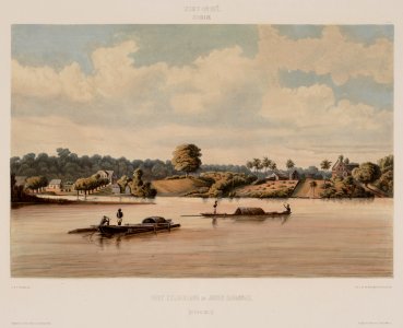 KITLV - 47D30 - Voorduin, Gerard Werner Catharinus (1830-1910) - Heemskerck van Beest, Jhr Jacob Eduard van - Post Gelderland and Jews Savannah, Surinam - Colour lithography - 1860-1862
