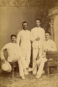 KITLV - 181471 - Lambert & Co, G.R. - Singapore - Studio portrait of European men in Singapore - circa 1890 photo