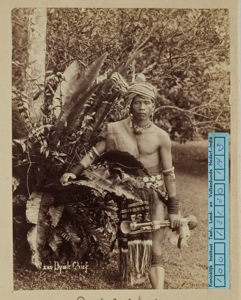 KITLV - 6524 - Lambert & Co., G.R. - Singapore - Dayak headman on British Borneo - circa 1890