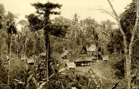 KITLV - 78476 - Kleingrothe, C.J. - Medan - Houses in a village on the east coast of Sumatra - circa 1905