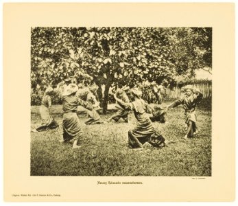 KITLV - 29355 - Demmeni, J. - Martial arts, probably randai, on Sumatra's west coast - circa 1910