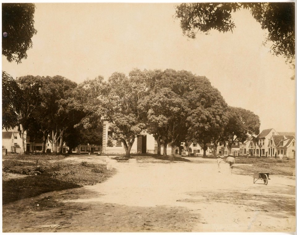 KITLV - 39027 - Muller, Julius Eduard - Paramaribo - Church Square with the Reformed Church, Paramaribo - circa 1885