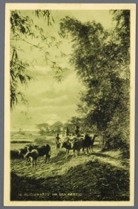 KITLV - 33448 - Kurkdjian, N.V. Photografisch Atelier - Soerabaja - Buffaloes and their boy caretakers in Java - circa 1920