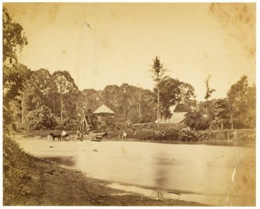 KITLV - 40328 - Stafhell & Kleingrothe - Medan - Crossing a river in Deli, Sumatra - circa 1890