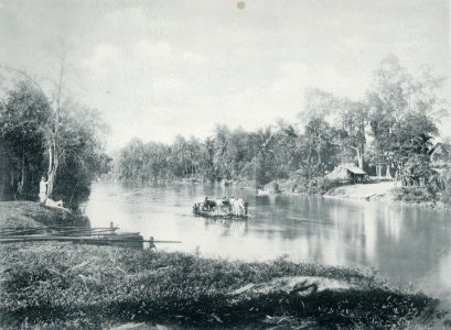 KITLV - 80230 - Kleingrothe, C.J. - Medan - Ferry across the Padang in the east coast of Sumatra - 1898