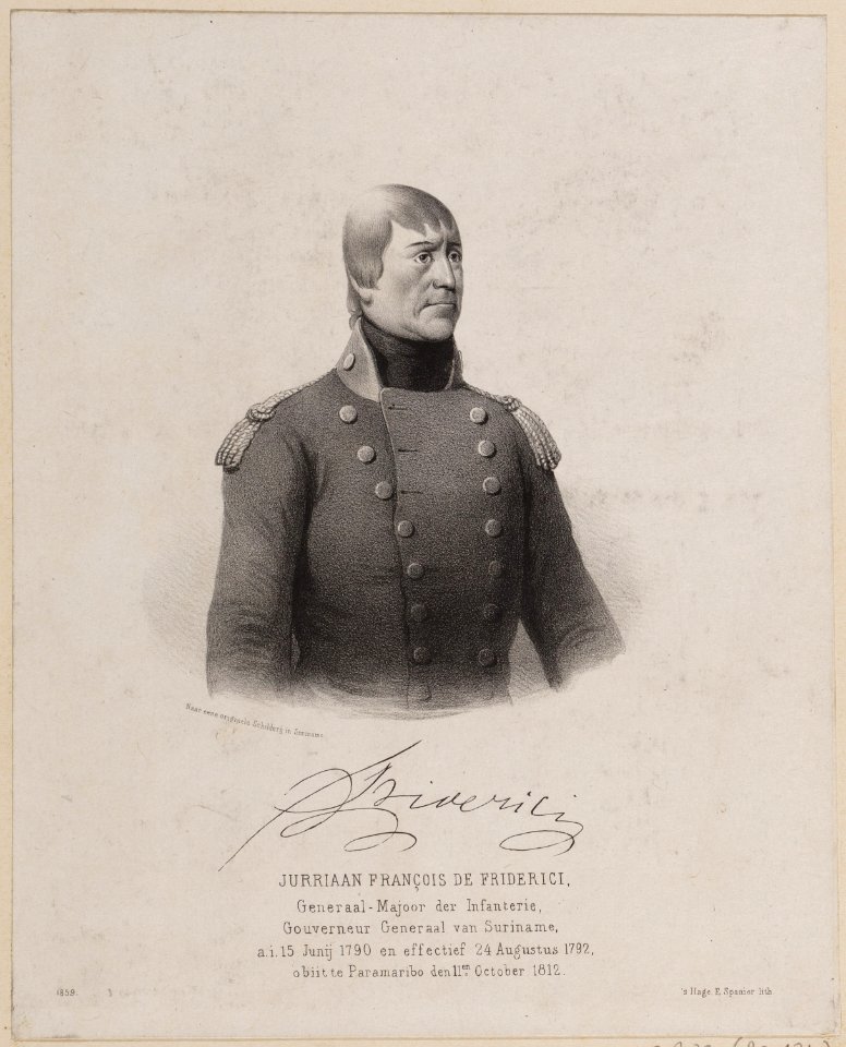 KITLV - 47A39 - Spanier, E. - Jurriaan François de Friderici, Major General of Infantry, Governor General of Surinam - Lithography - 1859