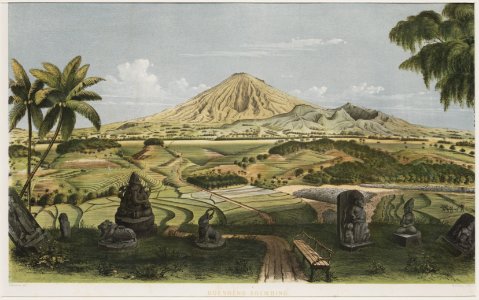 KITLV - 50H2 - Junghuhn, Franz Wilhelm (1809-1864) - Mieling, C.W. - Gunung Soembing - Colour lithography - 1853-1854