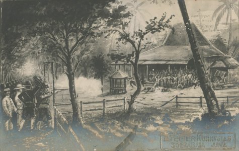 KITLV - 377220 - Kurkdjian, Atelier - Soerabaia-Java - Presumably a revolt in Java - 1900-1910