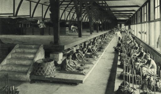 KITLV - 88327 - Kleingrothe, C.J. (Kleingrothe, Carl Josef, 1864-1925) Medan - Tobacco sorting at the plantation Pungai of the Deli plantation in Deli - Photogravure - 1905