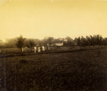 KITLV - 40326 - Stafhell & Kleingrothe - Medan - Administrator's house at the tobacco company Paja-Bakon at Labuhan Deli. At the left F.L. Willekes MacDonald and his wife A.A. van Vloten - circa 1890