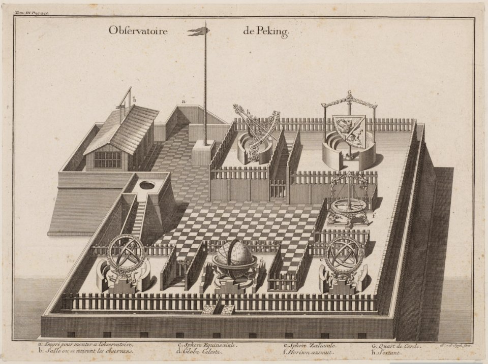 KITLV - 51W12 - Spyk, J. van der - Observatoire de Peking - Copper engraving - 1736