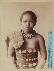 KITLV - 6525 - Lambert & Co., G.R. - Singapore - Dayak girl on British Borneo - circa 1890