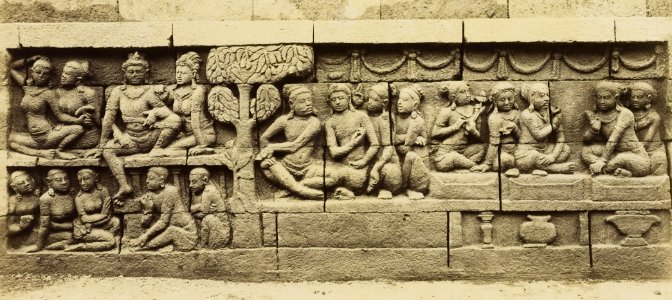 KITLV 40073 - Kassian Céphas - Relief of the hidden base of Borobudur - 1890-1891