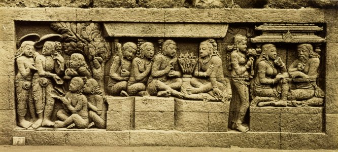 KITLV 40081 - Kassian Céphas - Relief of the hidden base of Borobudur - 1890-1891
