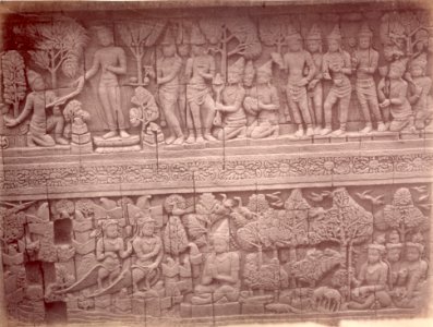 KITLV 90032 - Isidore van Kinsbergen - Reliefs on the Borobudur near Magelang - Around 1900 photo