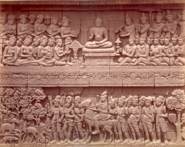 KITLV 90039 - Isidore van Kinsbergen - Reliefs on the Borobudur near Magelang - Around 1900
