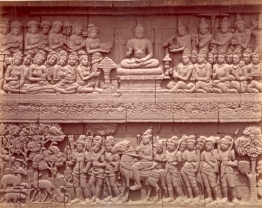 KITLV 90039 - Isidore van Kinsbergen - Reliefs on the Borobudur near Magelang - Around 1900 photo