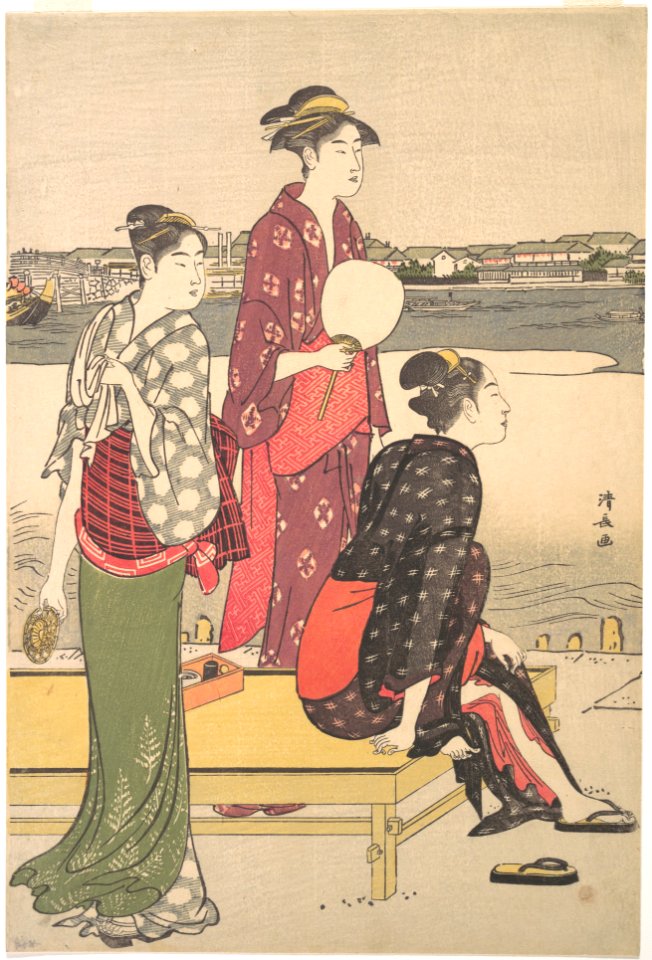 Kiyonaga - Evening on the Banks of the Sumida River