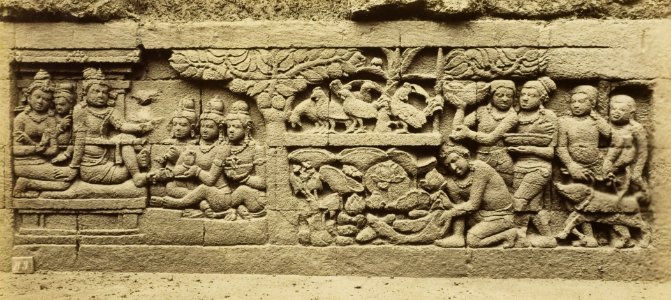 KITLV 40068 - Kassian Céphas - Relief of the hidden base of Borobudur - 1890-1891