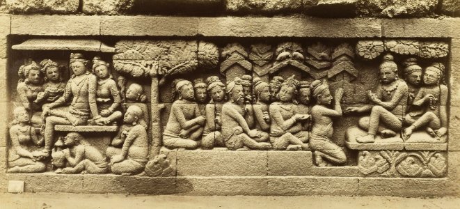 KITLV 40076 - Kassian Céphas - Relief of the hidden base of Borobudur - 1890-1891