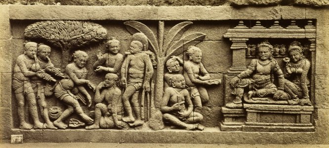 KITLV 40084 - Kassian Céphas - Relief of the hidden base of Borobudur - 1890-1891