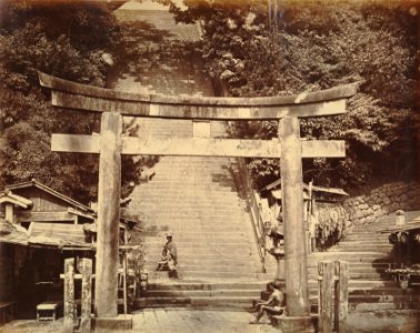 KITLV - 89932 - Beato, Felice - Gate and stairs at a temple in Sedo, Japan - presumably 1863-1865
