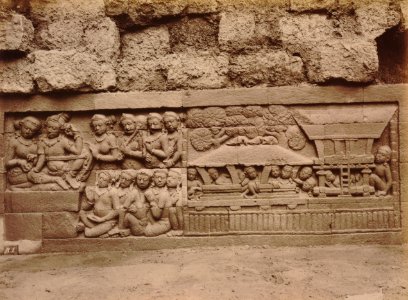 KITLV 103689 - Kassian Céphas - Bas-relief at Borobudur near Magelang - 1890-1891
